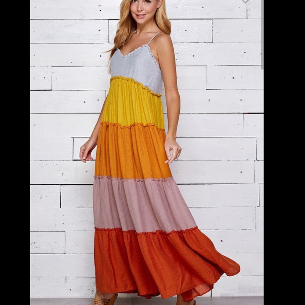 Blocked colorful maxi